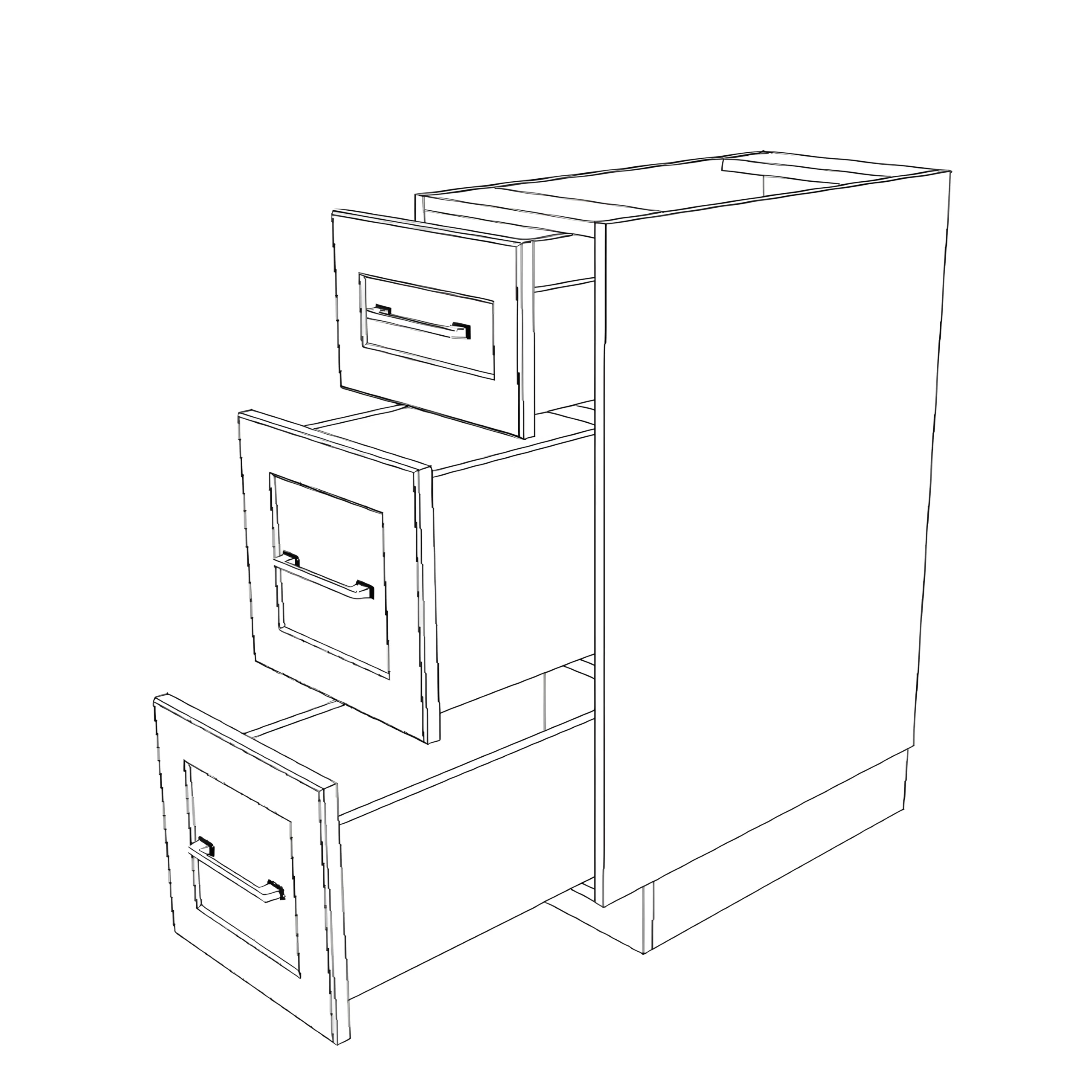 12" Wide Drawer Cabinet - Painted Doors - Image 6