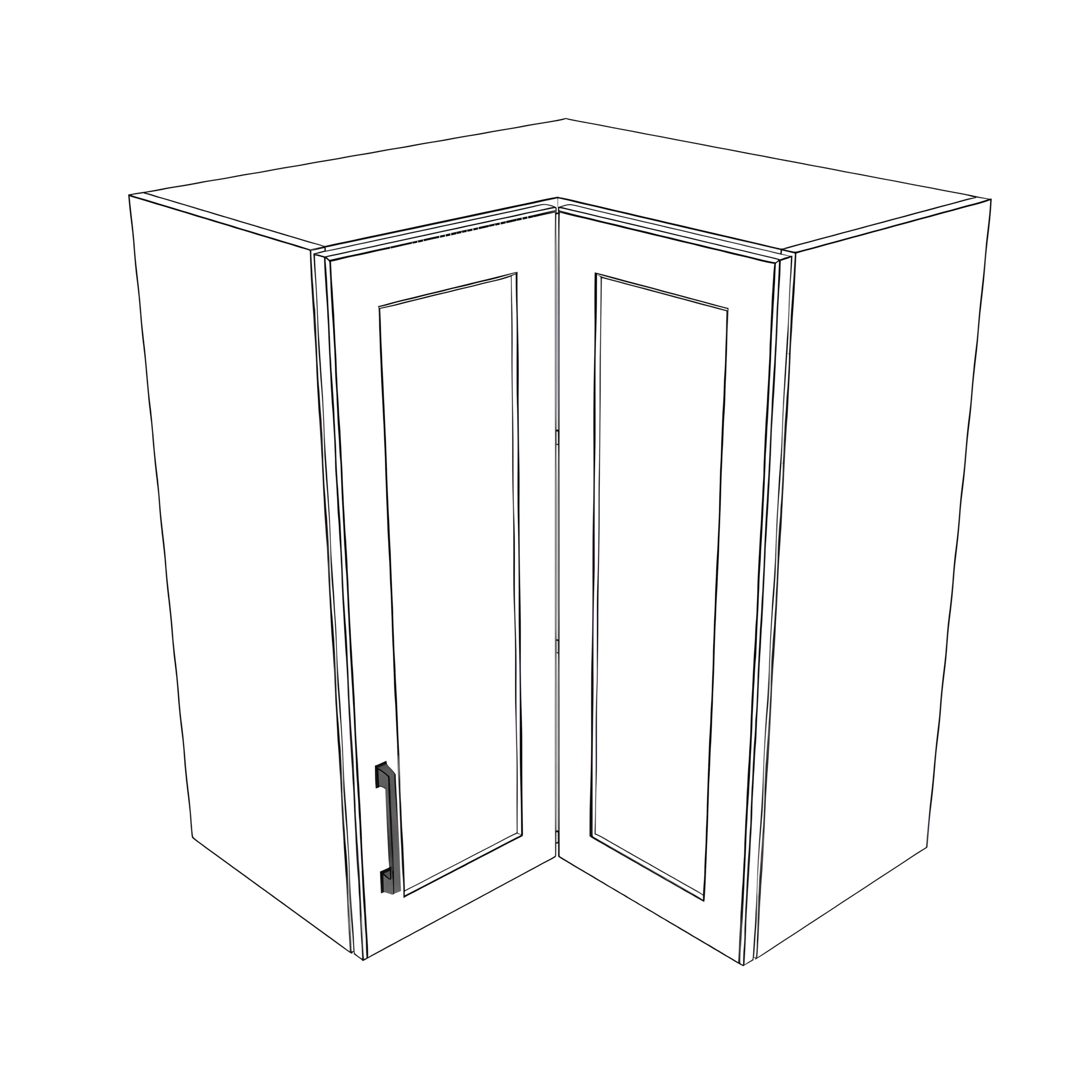 24x24" Wide x 30" High Corner Wall Cabinet - Painted Doors