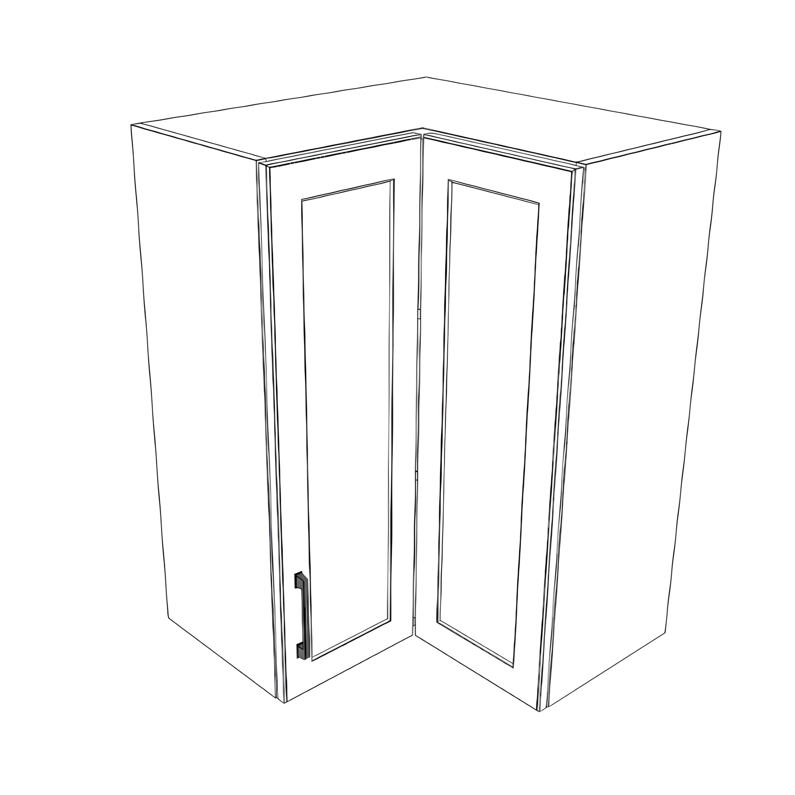 24x24" Wide x 34" High Corner Wall Cabinet - Painted Doors