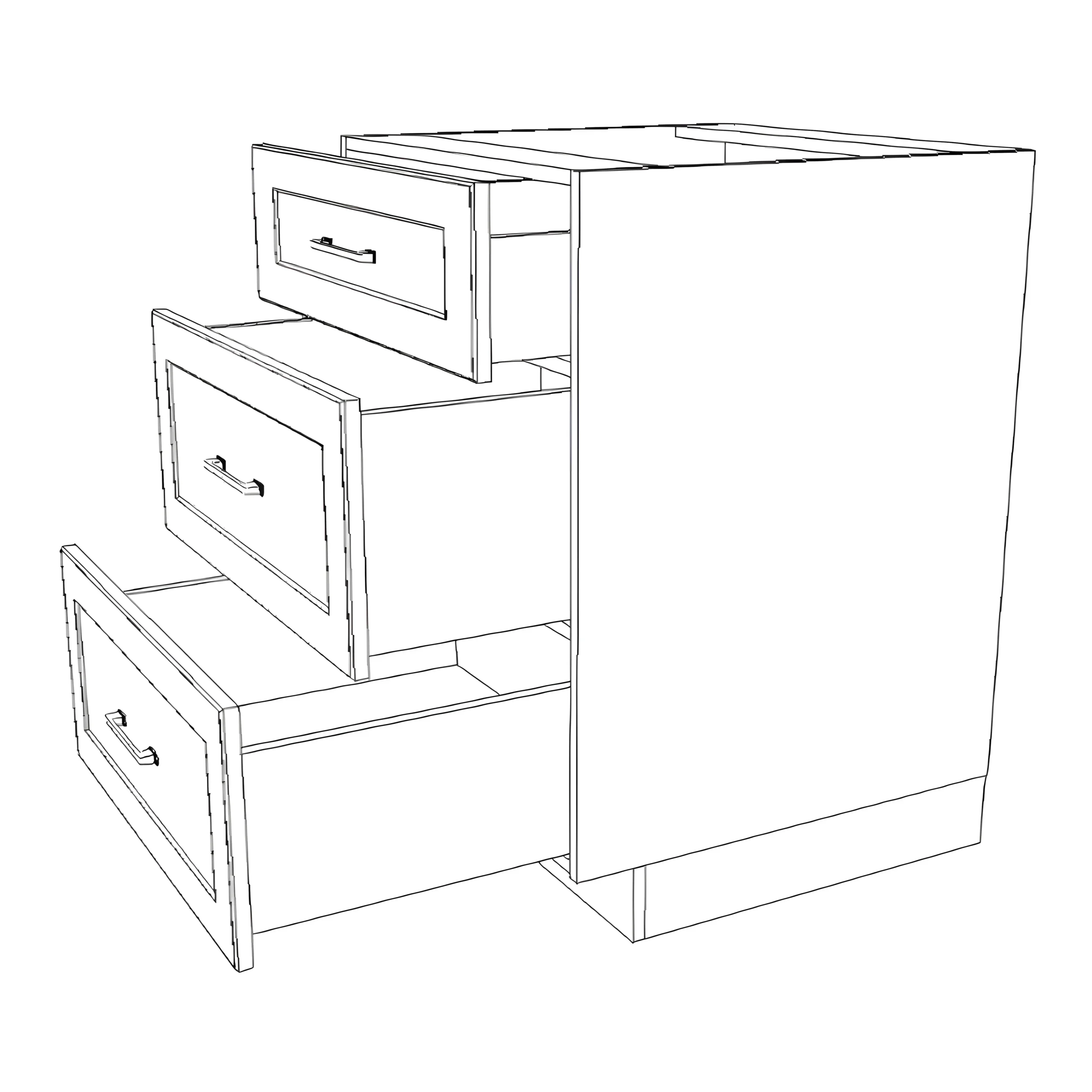 25" Wide Drawer Cabinet - Painted Doors - Image 4