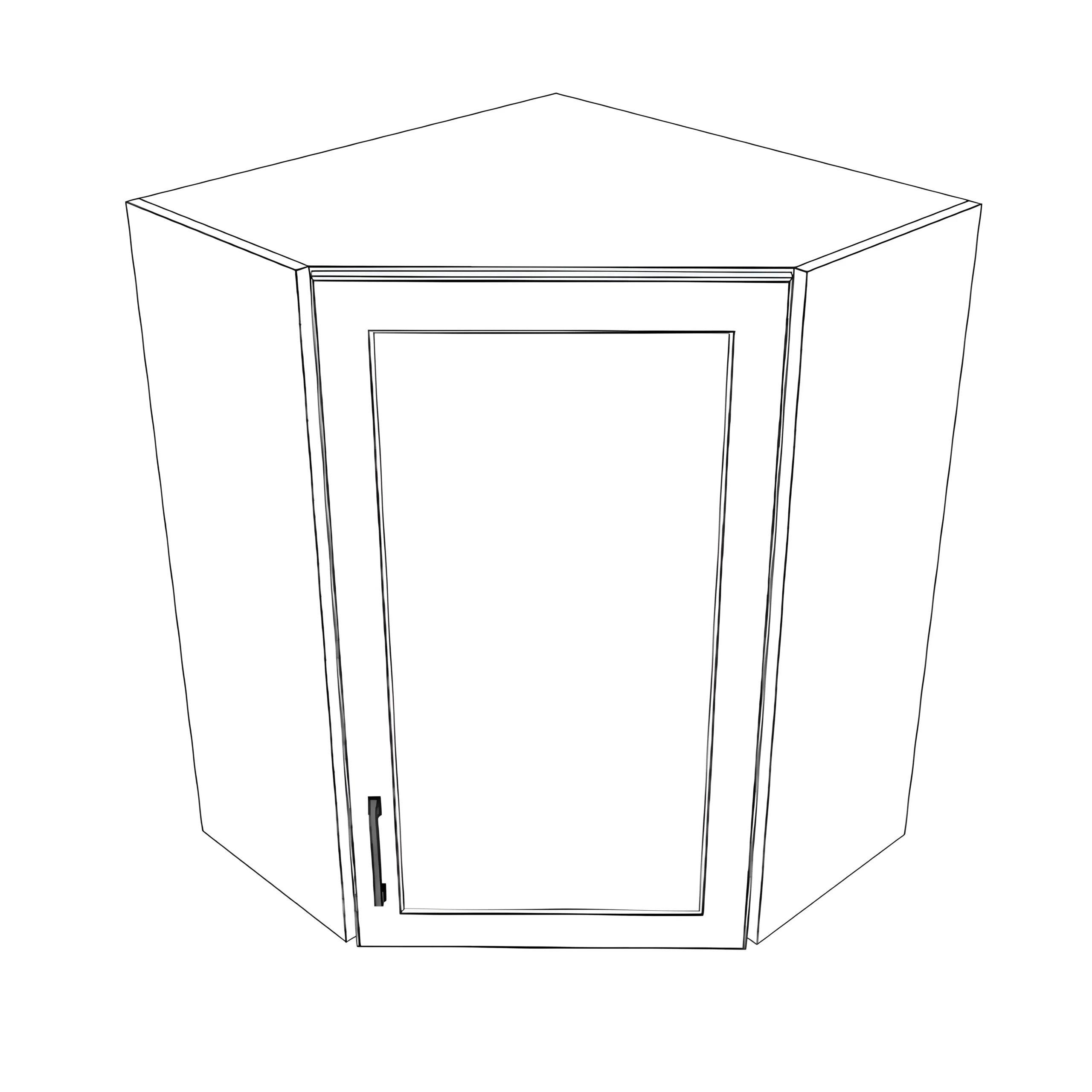 26x26" Wide x 34" High Corner Wall Cabinet - Thermofoil Doors - Image 4