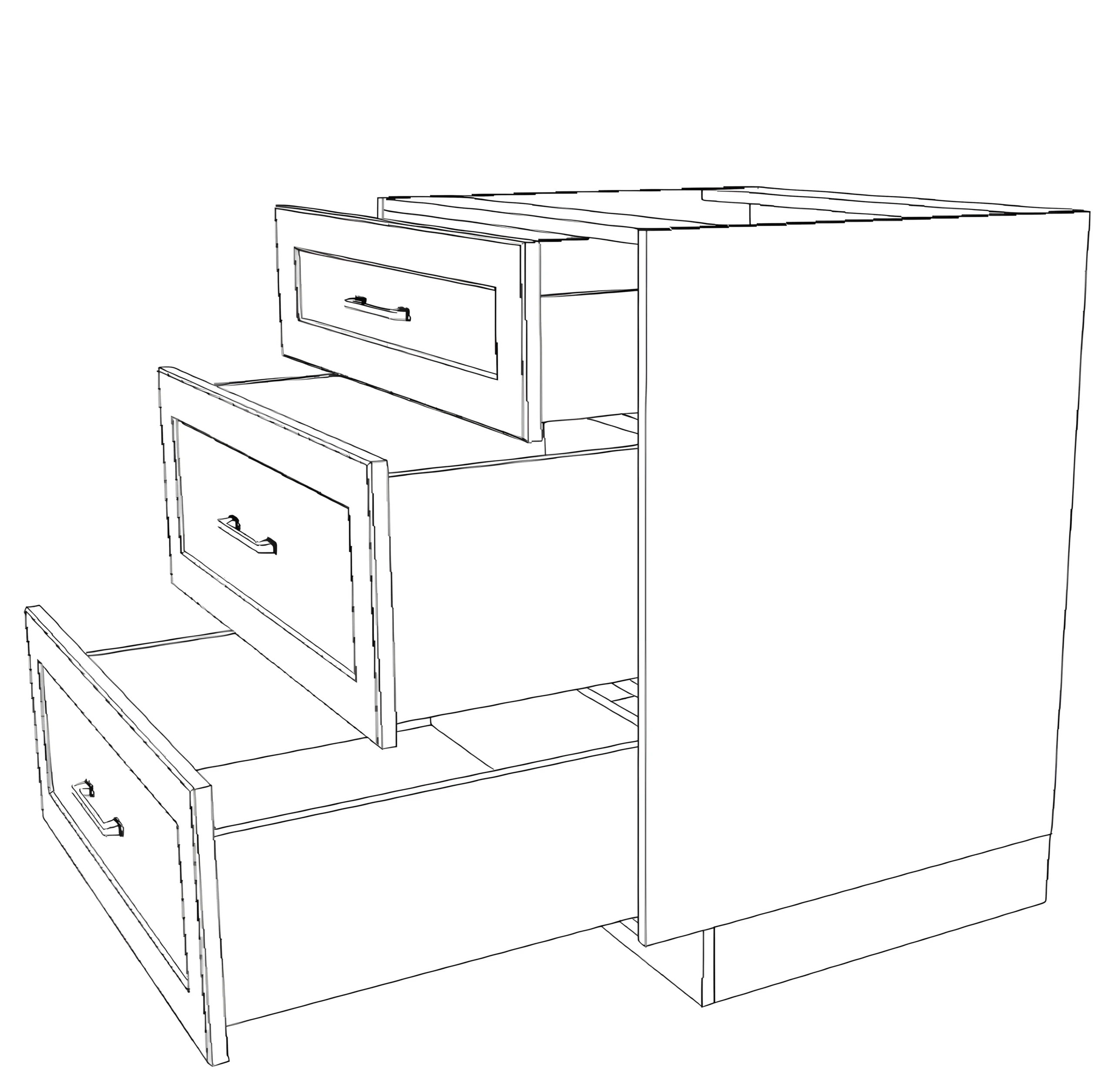 28" Wide Drawer Cabinet - Painted Doors - Image 5