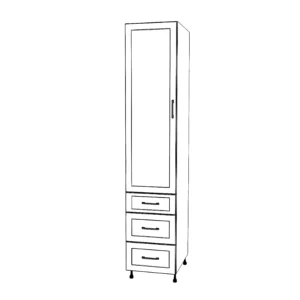 18" Wide Tall Pantry Cabinet - With Drawers - Thermofoil Doors