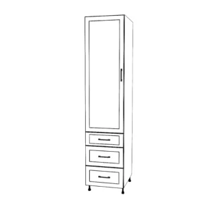 20" Wide Tall Pantry Cabinet - With Drawers - Thermofoil Doors