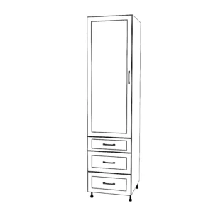 22" Wide Tall Pantry Cabinet - With Drawers - Thermofoil Doors
