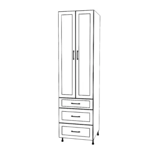 24" Wide Tall Pantry Cabinet - With Drawers - Thermofoil Doors