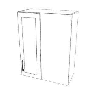 26" Wide 34" High Blind Corner Wall Cabinet - Door on Left Side - Thermofoil Doors