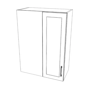 26" Wide 36" High Blind Corner Wall Cabinet - Door on Right Side - Painted Doors