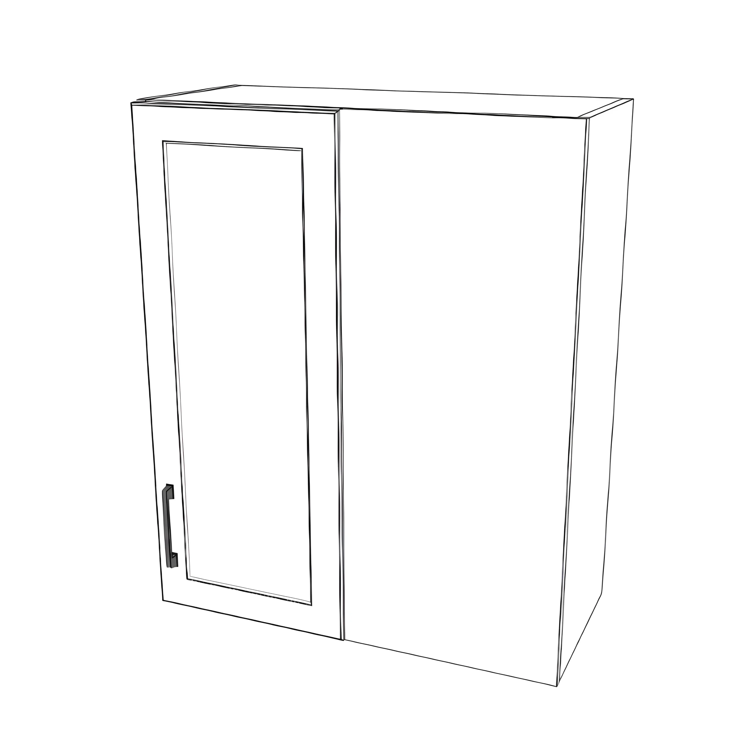 28" Wide 34" High Blind Corner Wall Cabinet - Door on Left Side - Thermofoil Doors