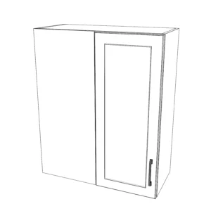 28" Wide 34" High Blind Corner Wall Cabinet - Door on Right Side - Thermofoil Doors