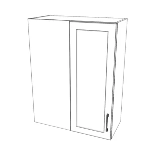 28" Wide 36" High Blind Corner Wall Cabinet - Door on Right Side - Painted Doors