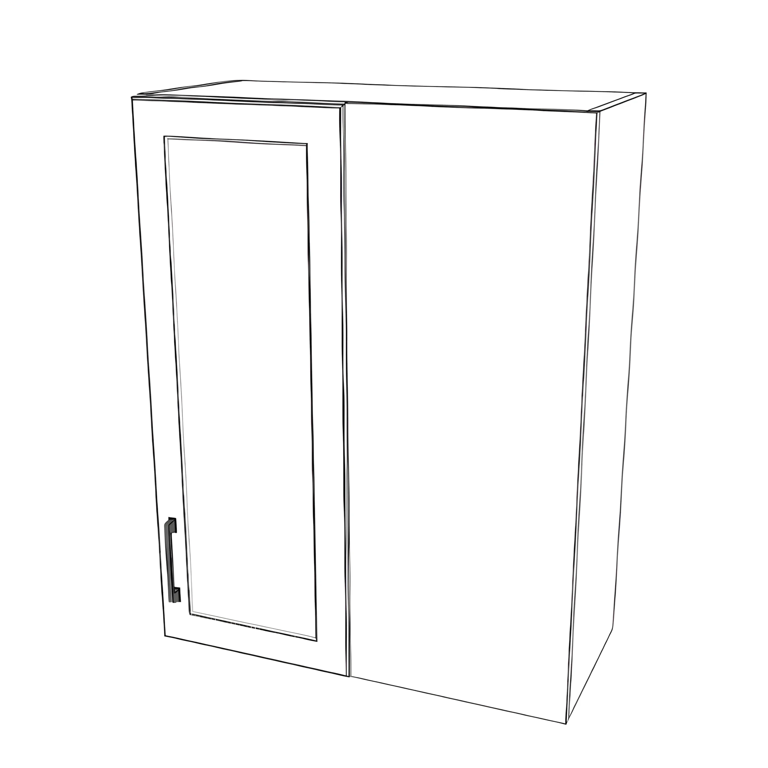 28" Wide 36" High Blind Corner Wall Cabinet - Door on Left Side - Thermofoil Doors