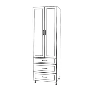 28" Wide Tall Pantry Cabinet - With Drawers - Thermofoil Doors