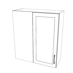 30" Wide 34" High Blind Corner Wall Cabinet - Door on Right Side - Thermofoil Doors