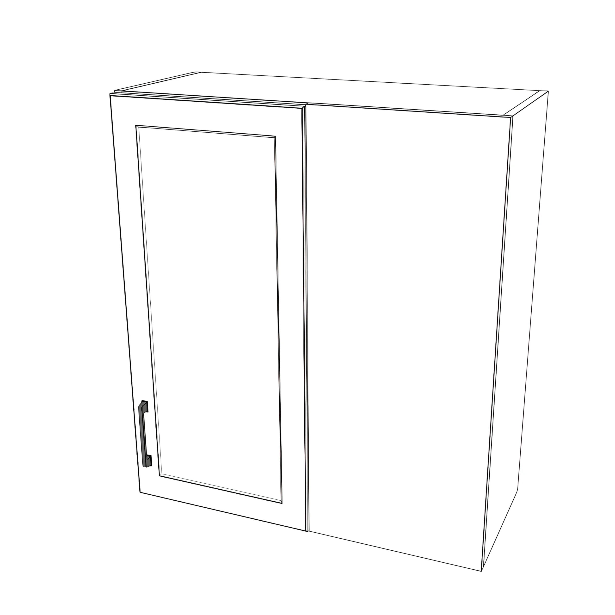 30" Wide 34" High Blind Corner Wall Cabinet - Door on Left Side - Thermofoil Doors