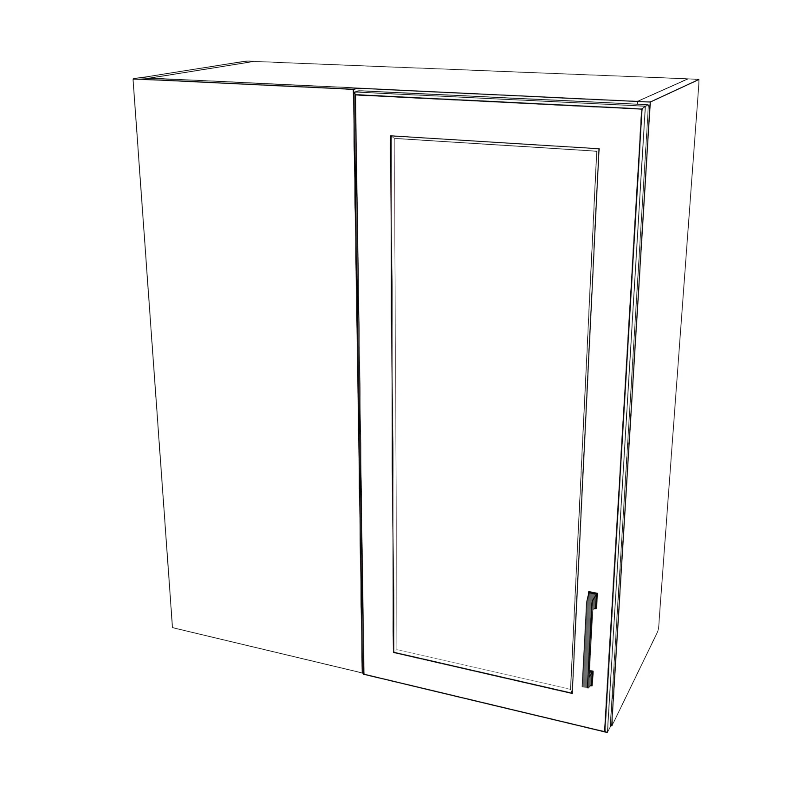 30" Wide 36" High Blind Corner Wall Cabinet - Door on Right Side - Painted Doors