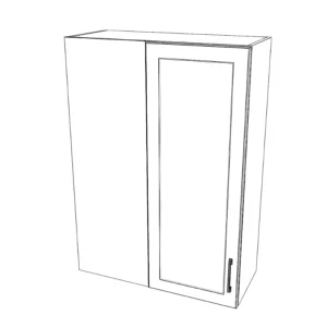 30" Wide 42" High Blind Corner Wall Cabinet - Door on Right Side - Thermofoil Doors