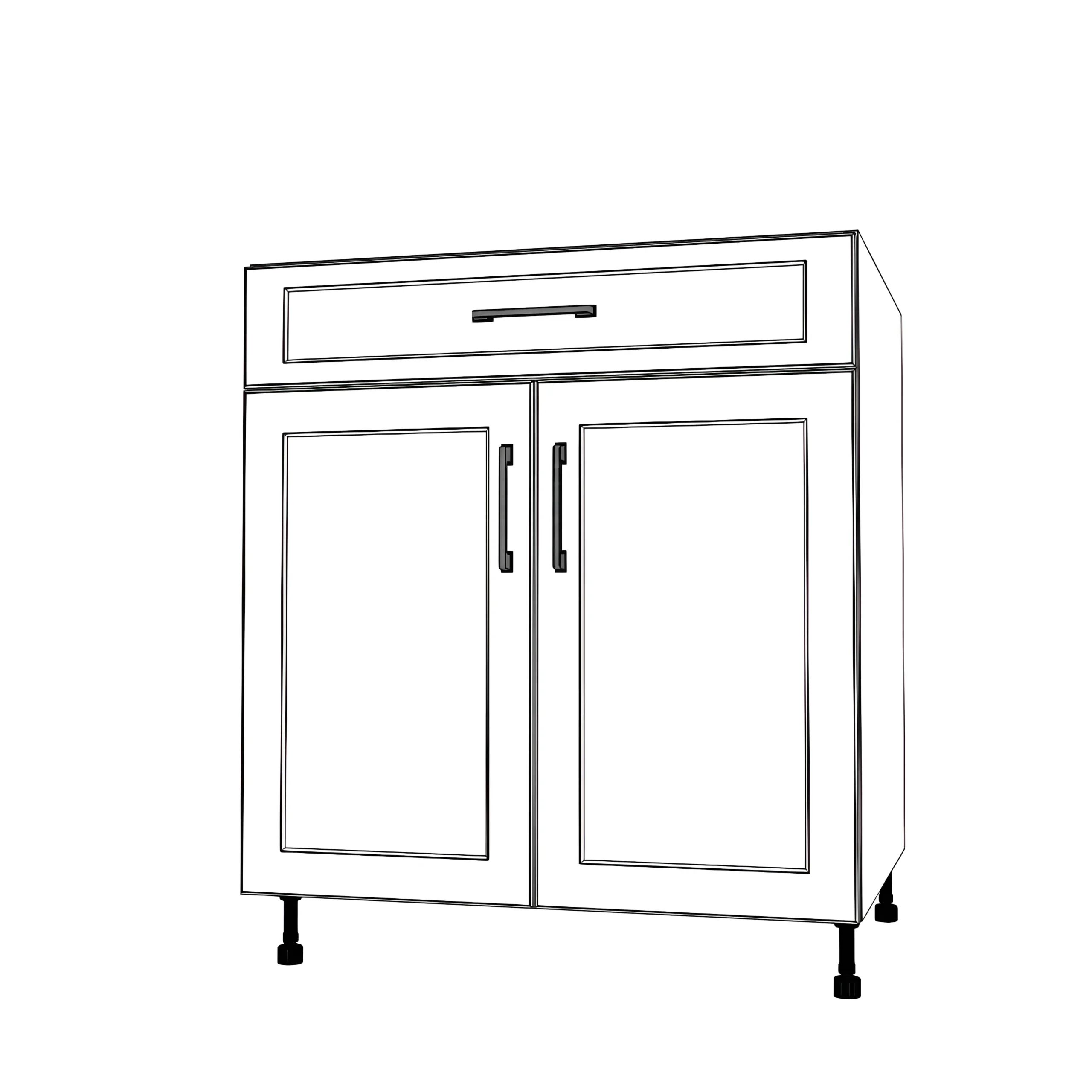 30" Wide Base Cabinet With Drawer On Top - Painted Doors
