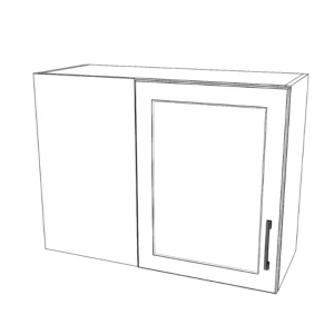 32" Wide 24" High Blind Corner Wall Cabinet - Door on Right Side - Thermofoil Doors