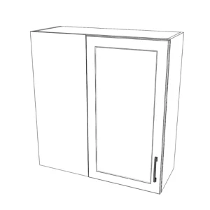 32" Wide 34" High Blind Corner Wall Cabinet - Door on Right Side - Thermofoil Doors