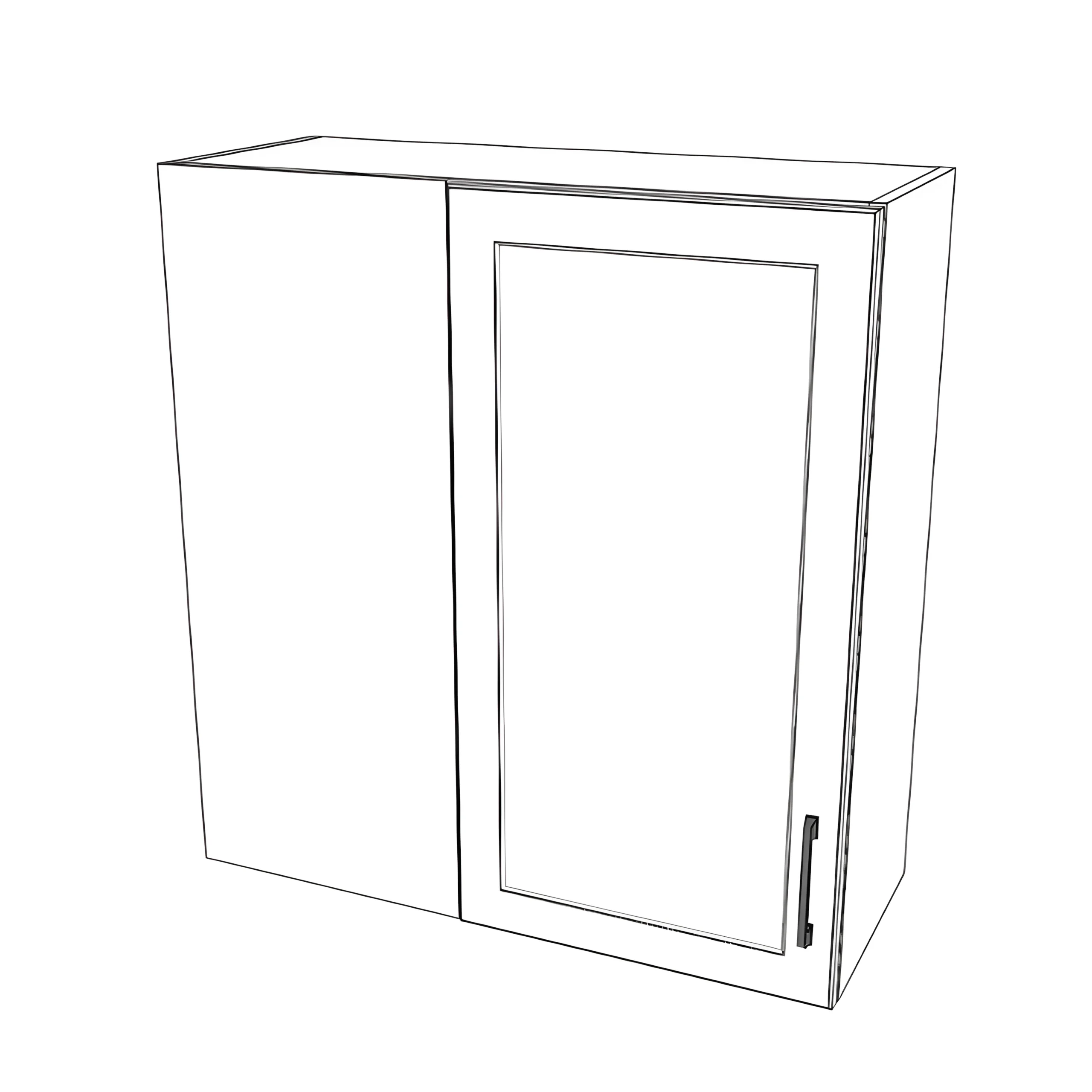 32" Wide 34" High Blind Corner Wall Cabinet - Door on Right Side - Thermofoil Doors