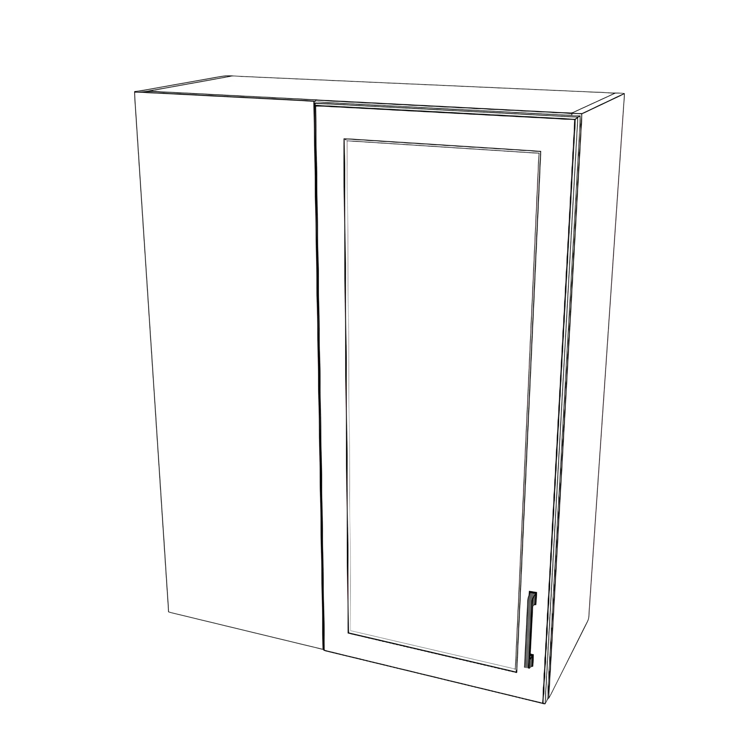 32" Wide 42" High Blind Corner Wall Cabinet - Door on Right Side - Thermofoil Doors