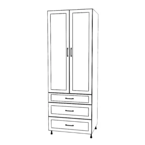 32" Wide Tall Pantry Cabinet - With Drawers - Thermofoil Doors