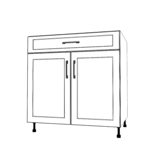 33" Wide Base Cabinet With Drawer On Top - Painted Doors