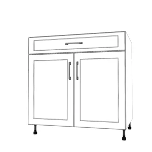 34" Wide Base Cabinet With Drawer On Top - Painted Doors