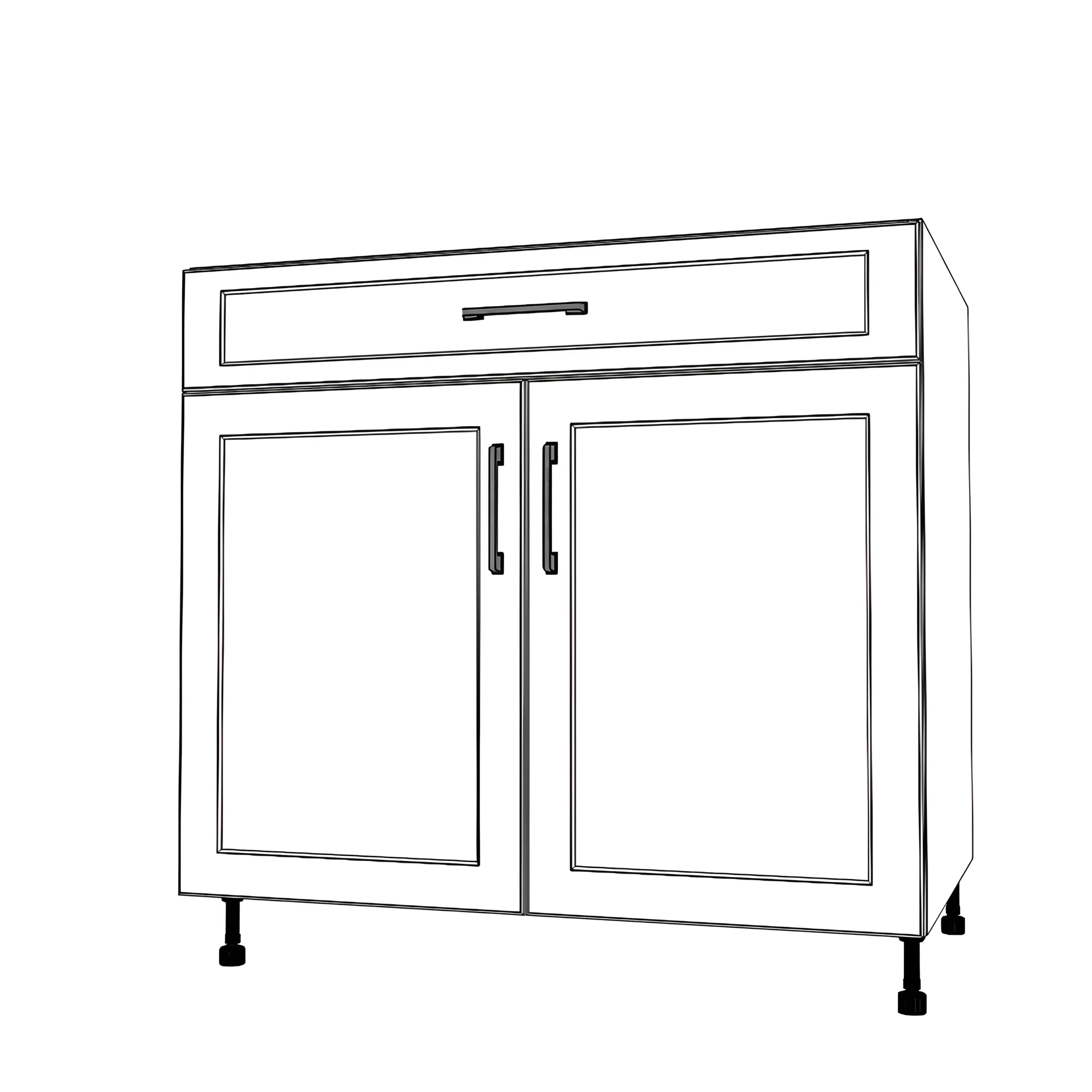 36" Wide Base Cabinet With Drawer On Top - Painted Doors