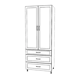 36" Wide Tall Pantry Cabinet - With Drawers - Thermofoil Doors