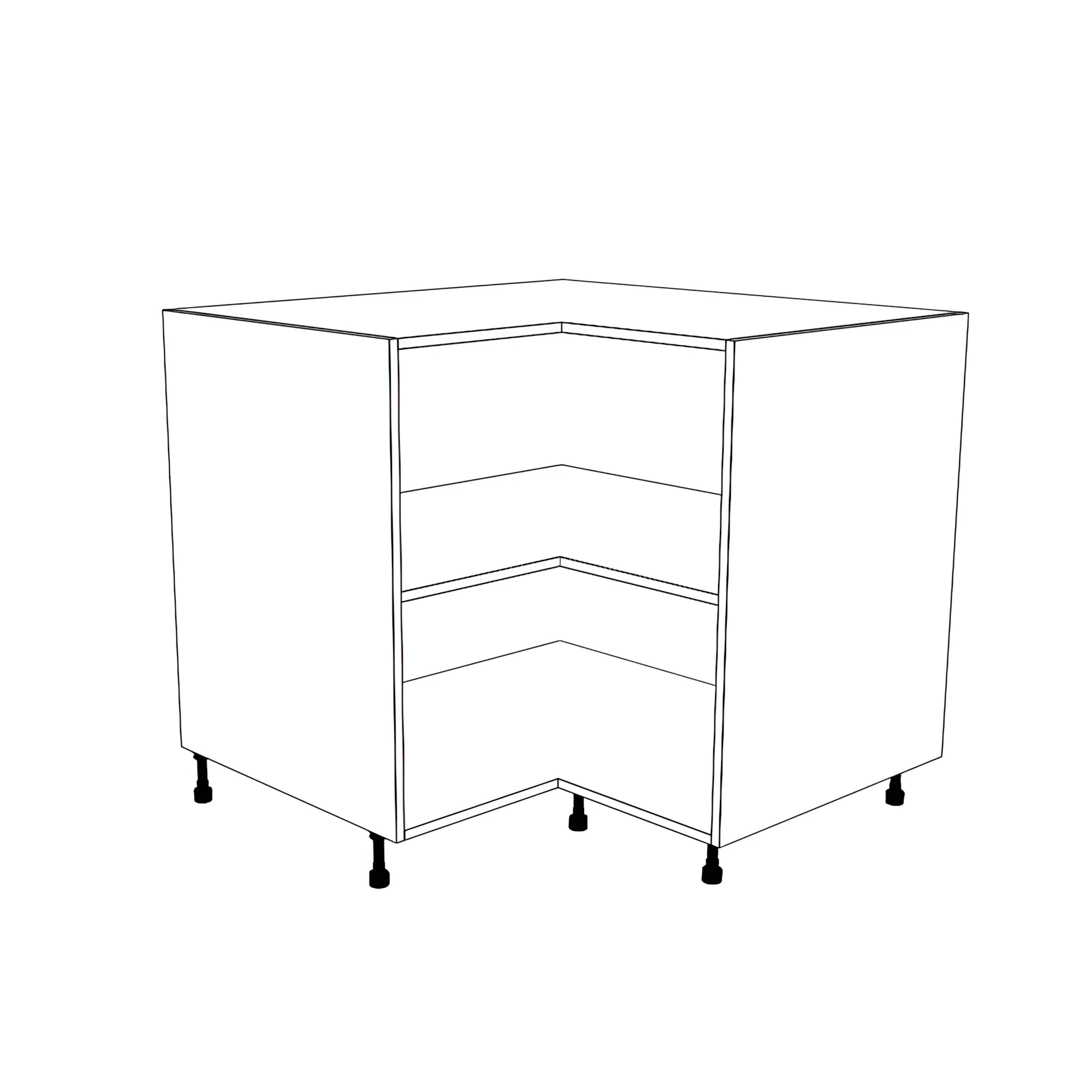 38x38" L Shape Base Corner Cabinet - Painted Doors - Image 2